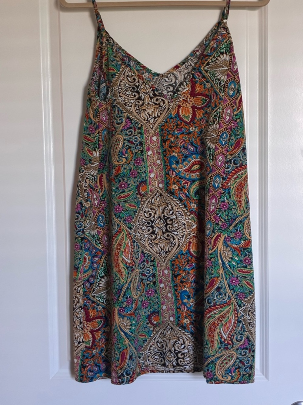 SHEIN Teal Purple Orange Paisley Slip Dress - Picture 3 of 10
